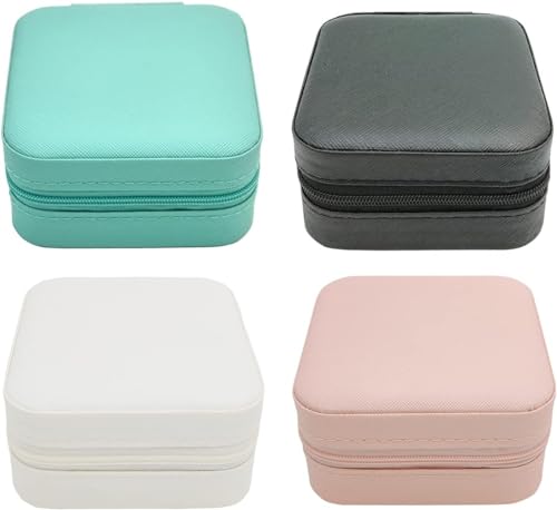 Image of TRODANCE Mini Jewelry Travel Case,Small Travel Jewelry Organizer, Portable Jewelry Box Travel Mini Storage Organizer Portable Display Storage Box For Rings Earrings Necklaces Gifts (4Color-4pcs)
