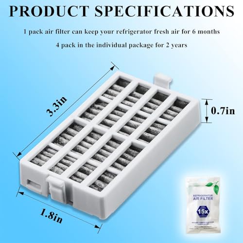 W10311524 AIR1 Refrigerator Air Filter Cartridge Replacement for Whirlpool Kenmore Refrigerator Compatible with Fresh Flow Refrigerator Air Filter, 3 Pack, White