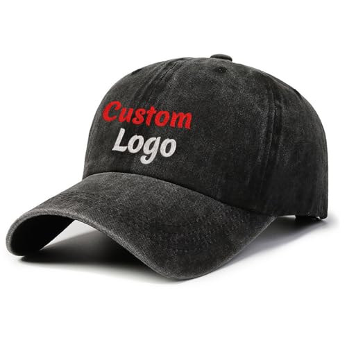 Gorra de béisbol bordada personalizada, ajustable, añade tu texto y logotipo, para hombres y mujeres, Negro, M-XXL