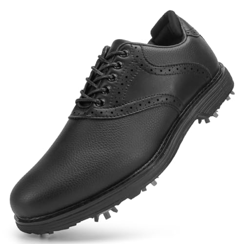 Ifrich Men's Professional Golf Shoes Spikes Golf Sports Sneakers Male Waterproof Golfing Sneakers Walking Sports Shoes (Black,8.5)