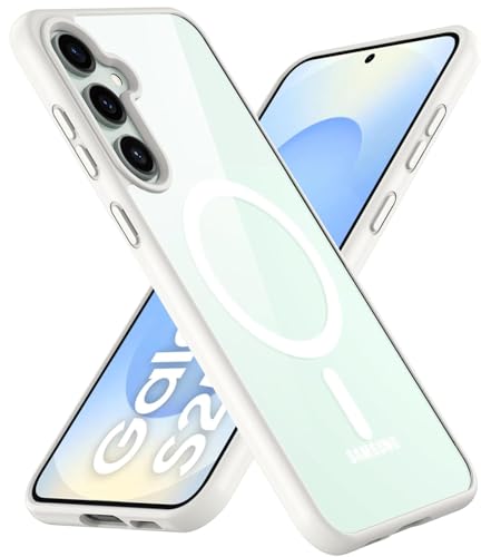Image of DIZORO Samsung S25 Case,Compatible with MagSafe, Non Yellow Military-Grade Drop Protection & Hard PC Back Cover Slim Transparent Anti-Scratch Shockproof Phone Case (Magsafe White)