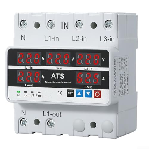 Protection de tension triphasée 63A pour rail DIN avec écran LCD