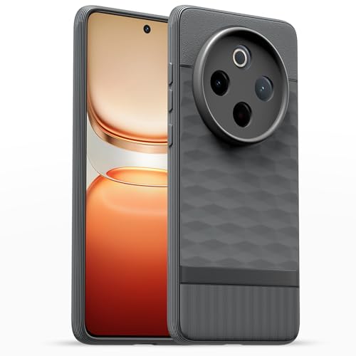 Image of Pikkme Back Cover for Vivo T4 5G / iQoo Z10 5G Soft Grip 3D Hexa Cube Texture Silicone Bumper Case (Grey)