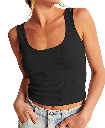 Artfish Women's Scoop Neck Sleeveless Knit Ribbed Fitted Casual C...
