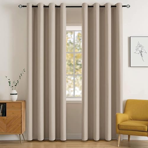 MIULEE Blackout Curtains for Bedroom Living Room Thermal Insulated Room Darkening Grommet Top Solid Light Blocking Drapery Set of 2 Window Panels 52 x 72 Inches Taupe