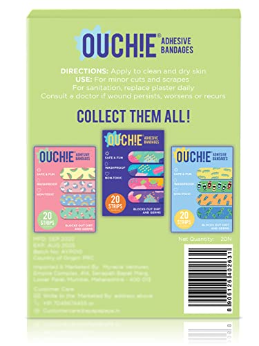 Image of Ouchie Non-Toxic Printed Bandages Combo Pack Of 2 - Lime Green