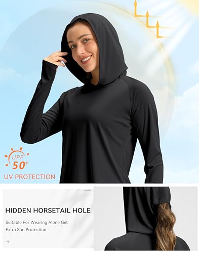 Viodia Women's Sun Hoodie UPF 50+ SPF Rash Guard Long Sleeve Lightweight Quick Dry UV Shirts for Hiking Fishing Swim4
