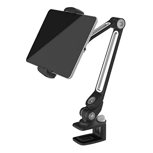 ZenCT Stativ för surfplatta med klämma, justerbart metallstativ för iPad eller Android-enheter 4,7-12,9 tum – svart