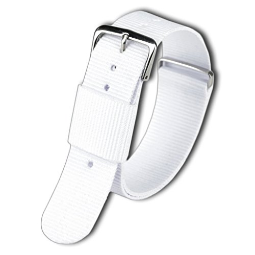 Preisvergleich Produktbild ACE Nylon Premium Uhrenarmband 240x20mm Uhrband mit Edelstahl Dornschließe weiß