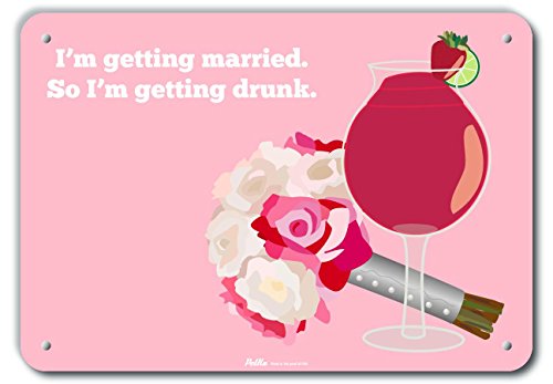 Plaque en aluminium EVJF I'm Getting Married pour decorer votre bar de mariage rose