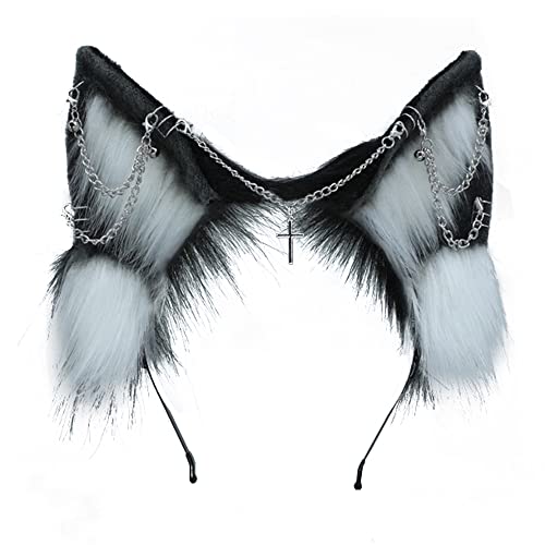 Image of VIGVAN Handmade Wolf Fox Ears Animal Cosplay Cute Head Accessories for Halloween