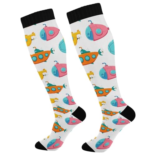 Dussdil Color Underwater Boat Compression Socks for Women Men Christmas Circulation Long Knee Socks for Winter Warm Stockings Socks