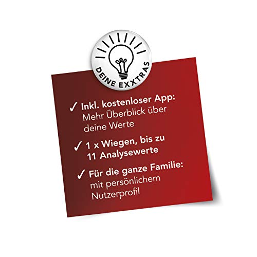 MAXXMEE Personen-lichaamsanalyse-weegschaal, 3 V, begeleidende app voor tracking, berekening van de dagelijkse caloriebehoeften, Bluetooth®-functie voor verbinding met gratis gezondheids-app, grijs - Afbeelding 8