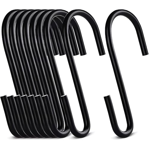 Rivexy 20-Pack Black S Hooks for Hanging 2.4 Inch – Small S Hooks Carbon Steel Hangers for Jeans,...