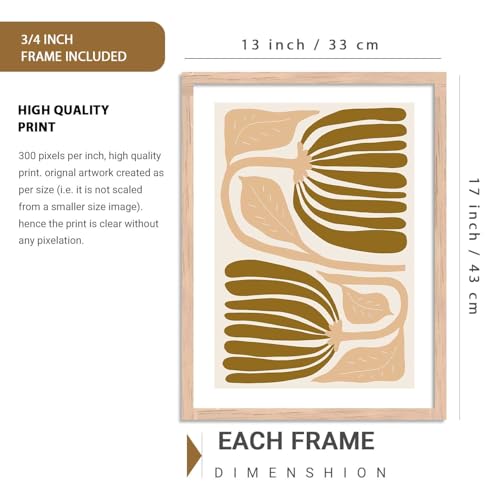 Image of kotart Abstract Floral Art Home Decoration Paintings With Frame For Living Room Bed Room Hotel Wall Decor Digital Reprint Set of 6 (13X17 inch)