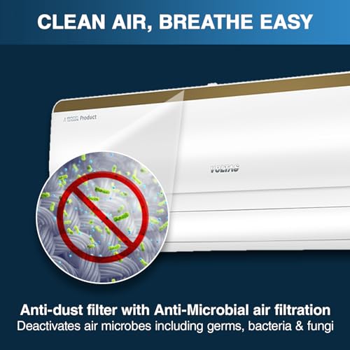 Image of Voltas 1 Ton, 5 Star Inverter Smart Air Split AC (Copper, IoT Enabled, 5-in-1 Adjustable Mode, Anti-Dust Filter, 125V Vertis Smart Elite Gold, White)