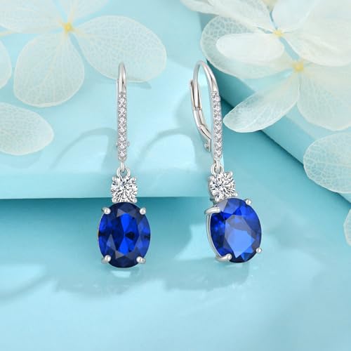 FJ Dangle Drop Earrings 925 Sterling Silver Solitaire Leverback Earrings Birthstone Jewelry for Women4