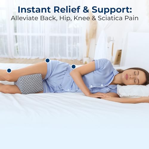 Image of 5 STARS UNITED Knee Pillow for Side Sleepers - Hip Pain Relief, Memory Foam Leg Cushion for Side Sleeping - Between Legs Pillow for Sciatica & Lower Back Pain, Gray (Pack of 2)