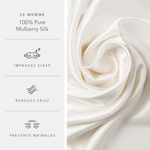 Image of 100% Pure Mulberry Silk Luxury Pillowcase Our 25mm Silk Is the Most Luxurious Available at any Price Natural White /Queen AD
