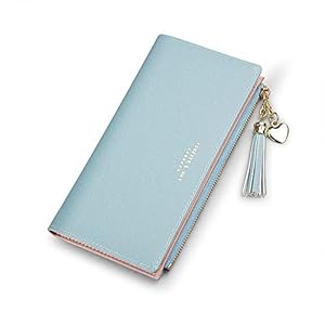 Womens Wallet Cute Elegant Long Slim Card Holder Case Minimalist Coin Purse Thin Tassels Zip Clutch Wallets for Girls Ladies