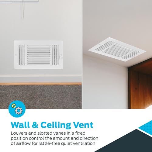 image for EZ-FLO 12 x 6 Inch (Duct Opening) Air Vent Cover for Wall or Ceiling, 