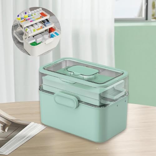 Boîte à pharmacie portable et conteneur pour accessoires de couture multifonction vert - 4
