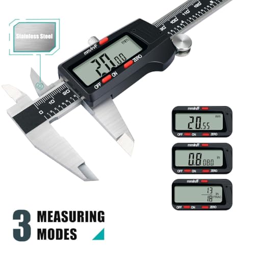 Kynup 150mm Digital Caliper - Stainless Steel Electronic Vernier Caliper with LCD Display, 3-Unit Conversion(mm/inch/Fraction) & Auto-Off