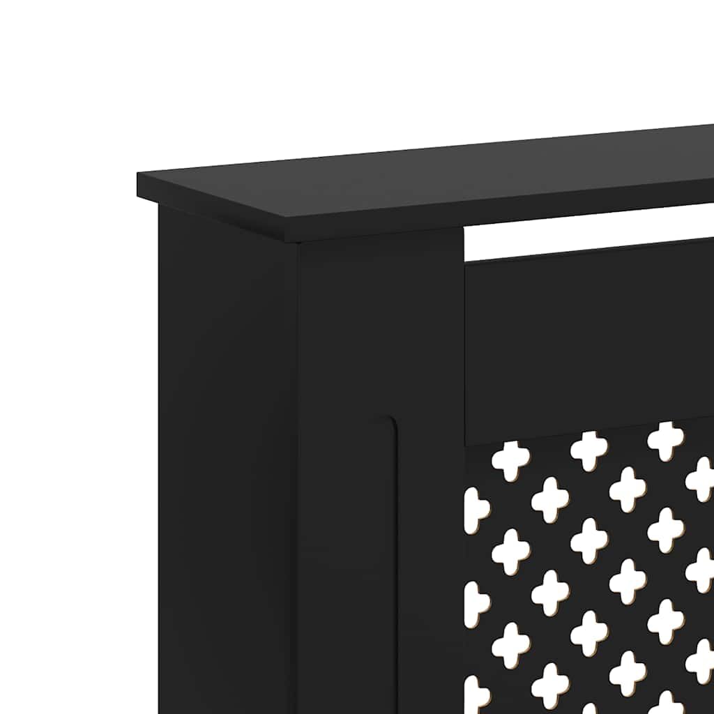 Copertura per termosifoni in MDF nero, 172 x 19 x 81,5 cm, con design a lamelle, copertura per termosifoni con motivo a nido d'ape, accessorio per valvola termostatica, supporto chiave di