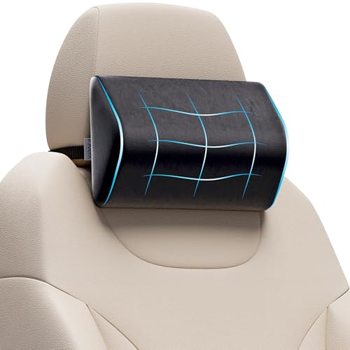 FOVERA Car Neck Rest Pillow | 2 Years Warranty | Memory Foam Neck Pillow for Car, Car Seat Head Rest Cushion for Neck & Cervical Support - Relieves Ne