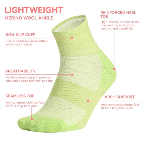 Image of 3 Pairs 90% Merino Wool Ankle Socks, Thin All-Season Casual Soft Breathable for Men Women