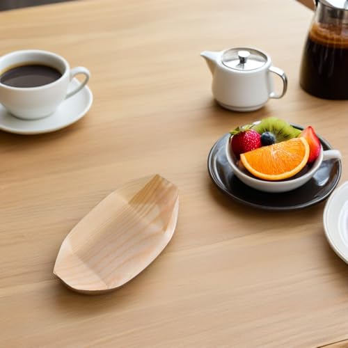 Vajilla desechable de madera estilo japonés con forma de barco para sushi y snacks 5