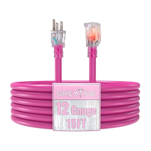 GREATIDE Outdoor Extension Cord with Lighted End, 12 Gauge Heavy