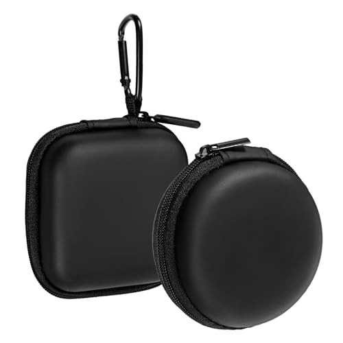 ElevateTech Mini Kopfhörer Tasche, 2 Stück Headset Aufbewahrung Headphones Schutztasche Stoßfeste Ohrhörer Hülle Etui Earphone Cover Hardcase für In Ear Earphones Datenkabel U Festplatte, Schwarz