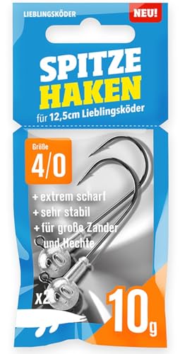 Lieblingsköder Spitze Haken Gr. 4/0 Jigköpfe - 2 Jighaken, Gewicht:10g