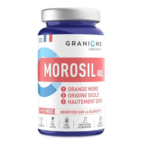 MOROSIL 400 mg GRANIONS - Morosil Perte de Poids - Morosil + Vitamine C - Morosil Hautement Dosé - Bruleur de graisse puissant - Ventre Plat - 2 Etudes Scientifiques - 60 Comprimés - Format 2 Mois