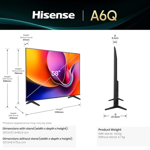 Image of Hisense 146cm (58 inches) A6Q Series 4K Ultra HD Smart LED TV 58A6Q (Black)