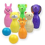 Xhtoe Bowlingspielzeug Bowling Pins Bowling Set Spielzeug 6 Bunte Pins 2 Bälle Pädagogische Entwicklung Sport Indoor Outdoor Spielspiel Für Kinder Kinder Kleinkinder für Kinder Kinder