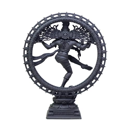 Image of MurtiHome Nataraja Statue, Natraj Murti, Shiva The Cosmic Dancer Idol | 10.16 cm Tall Small Black Color Figure Made From UV Resin, Crafted by 3D Printer for Car Dashboard, Home, Office, Gift