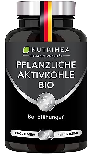 Aktivkohle BIO - DETOX PURECOAL® patentierte Formel - aus französischem Kastanienholz - gegen Blähungen, Völlegefühl - 60 vegane Kapseln - Nutrimea