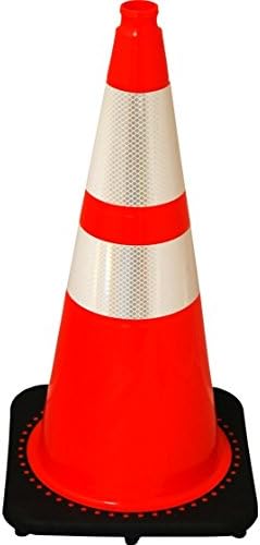 28" Orange JBC Heavy Duty Traffic Cone with Reflective Collars, 10lbs