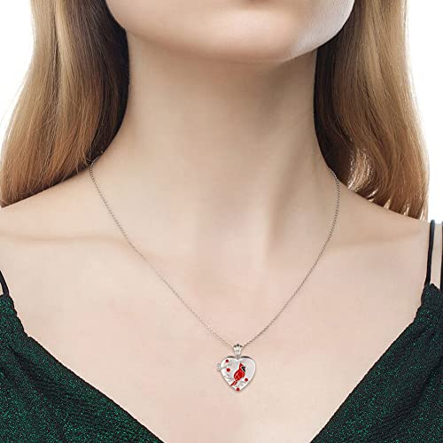 MANBU Sterling Silver Cardinal Jewelry for Women - Red Bird Stud Earrings Pendant Locket Necklace Bracelet Always In My Heart Memorial Jewelry Gift3