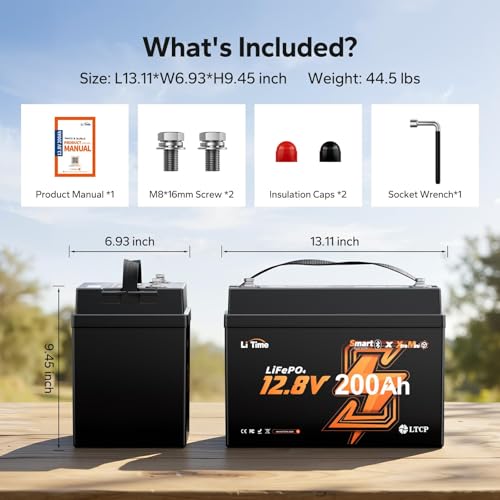 Image of Litime 3 Packs 12V 200Ah Mini LiFePO4 Battery with Bluetooth for RV, Marine