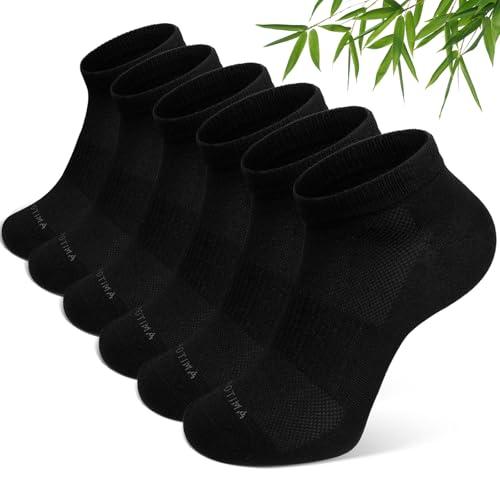 CaiDieNu Bamboo Viscose Ankle Socks: No Show Low Cut Socks for Men Women Thin Athletic Sports Running Breathable 6 Pairs