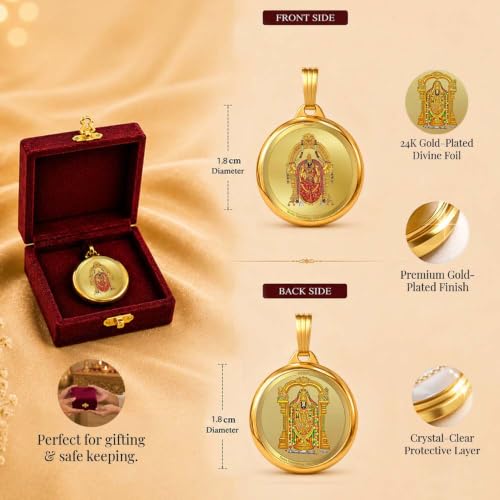 Image of DIVINITI 24K Gold Plated Double-Sided Religious Pendant with Premium Gift Box, Spiritual Locket for Men & Women, Devotional Jewellery for Gifting & Everyday Wear