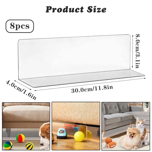 Fine jade2 8 Stück Transparente Spielzeugblocker Spielzeug Blocker Unter Sofa für Sofa Bett Couch Schrank Kommode Küche Staub Tiere Spielzeug