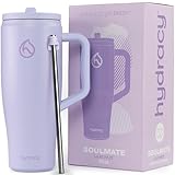 Hydracy Soulmate Trinkbecher mit Griff und Klapp-Trinkhalm, 1,2 l, 100 % auslaufsicherer, wiederverwendbarer Isolierbecher mit Edelstahl-Trinkhalm, Becherhalterfreundlicher Gummiboden, Geschenk für