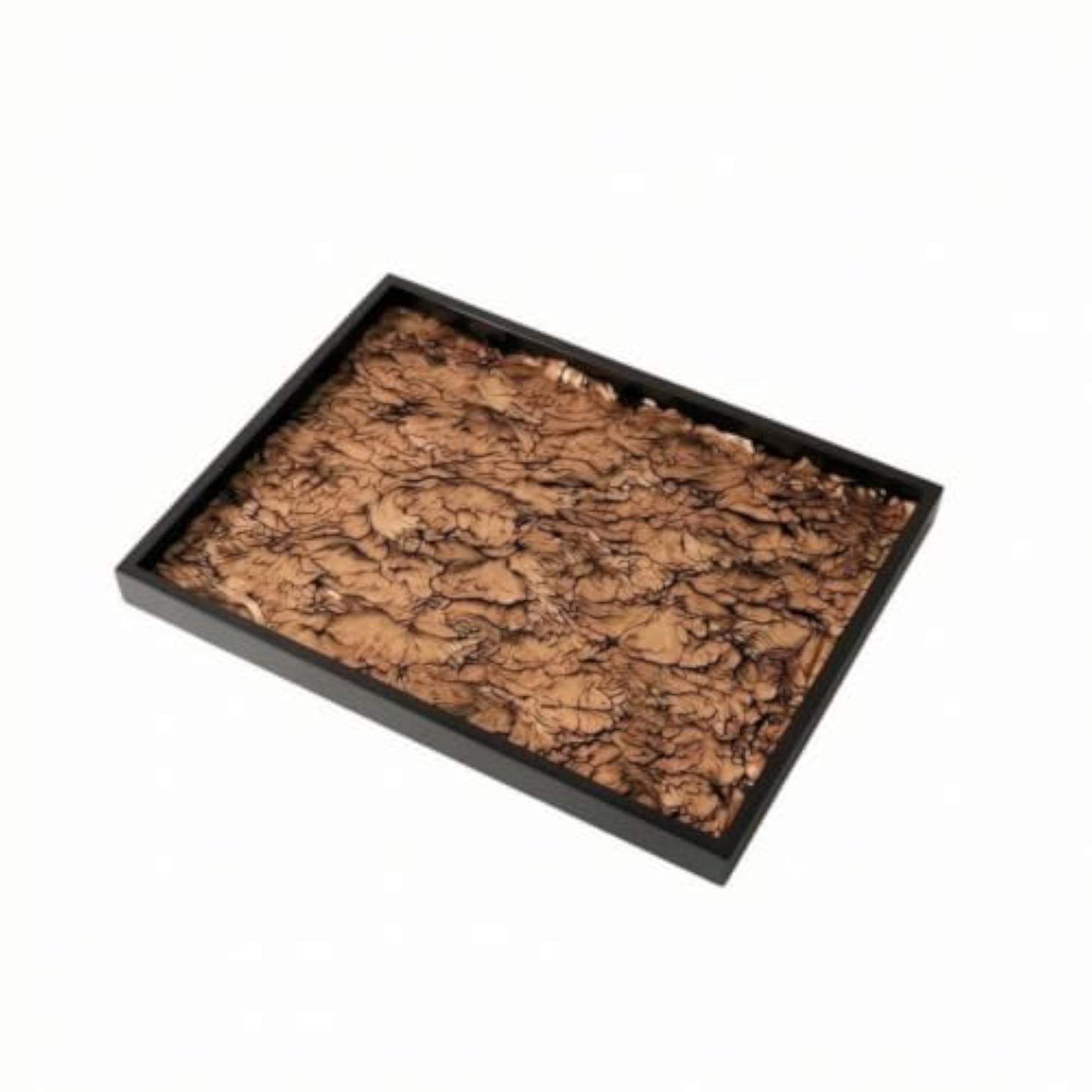 Black and Brown Rectangular Faux Hair Textured Display Tray