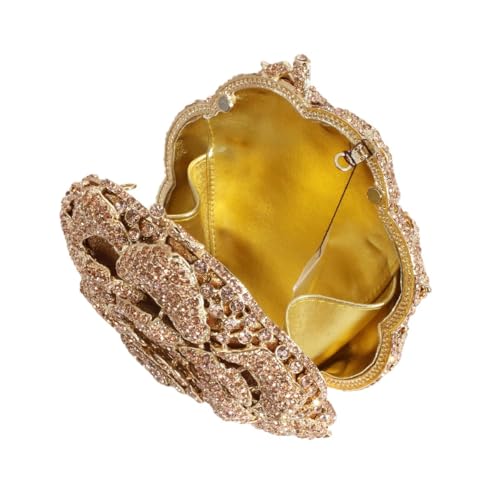 Image of RomanticDesign Women Round Rose Flower Rhinestone Clutch Bag Elegant Crystal Bride Purse for Evening Party Prom Wedding