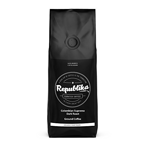 Republika Coffee Fairtrade Low-Acid Organic Coffee (Colombian Supremo Dark Ground Coffee, 2 lb)