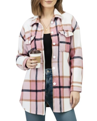 NY Threads Women's Flannel Shirt Plaid Shacket Fall...